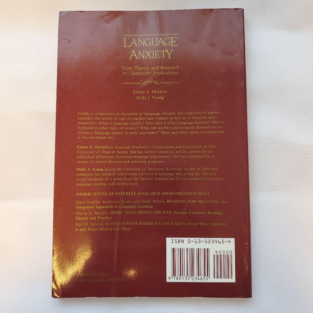 洋書 Language Anxiety From Theory and Researc