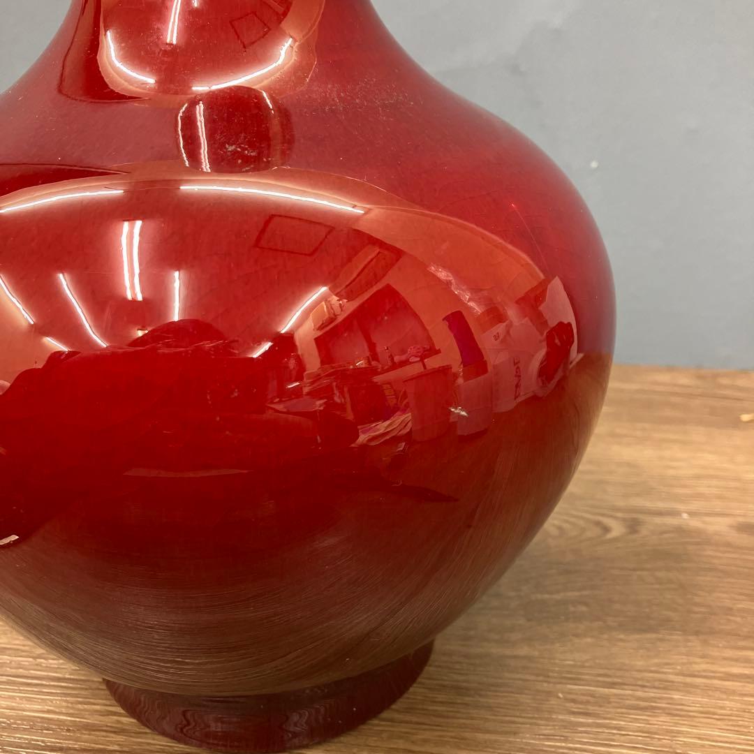 4F 中国名陶 景徳鎮製 郎窯紅（赤釉）花瓶 骨董 古美術品 花瓶 花器