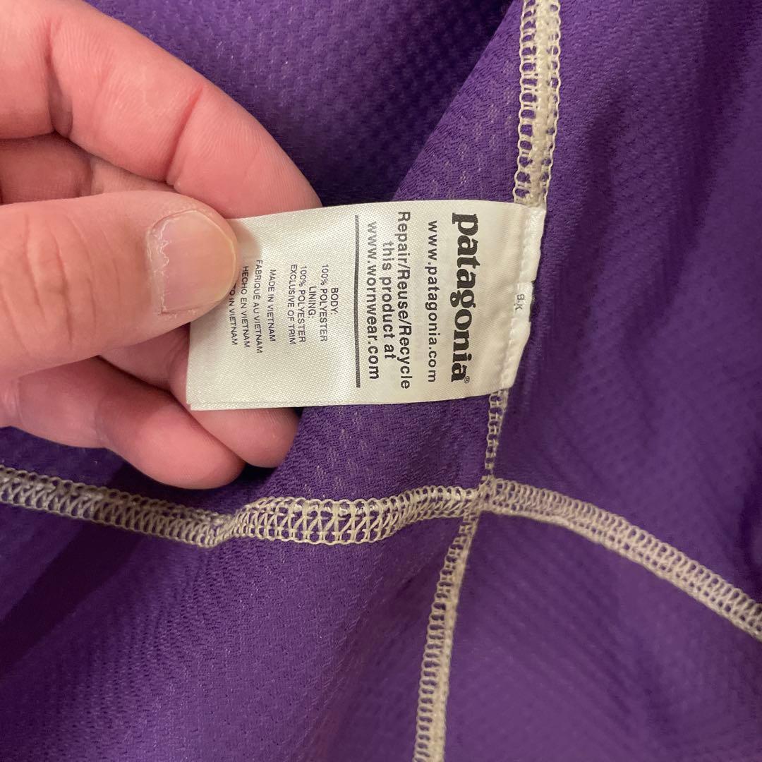 patagonia フリースベスト Mサイズ クリーム/パープル