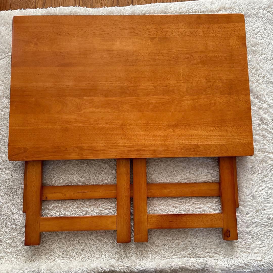 美品】天然木 折りたたみ デスク チェア セット 椅子 テーブル ワークスタディ