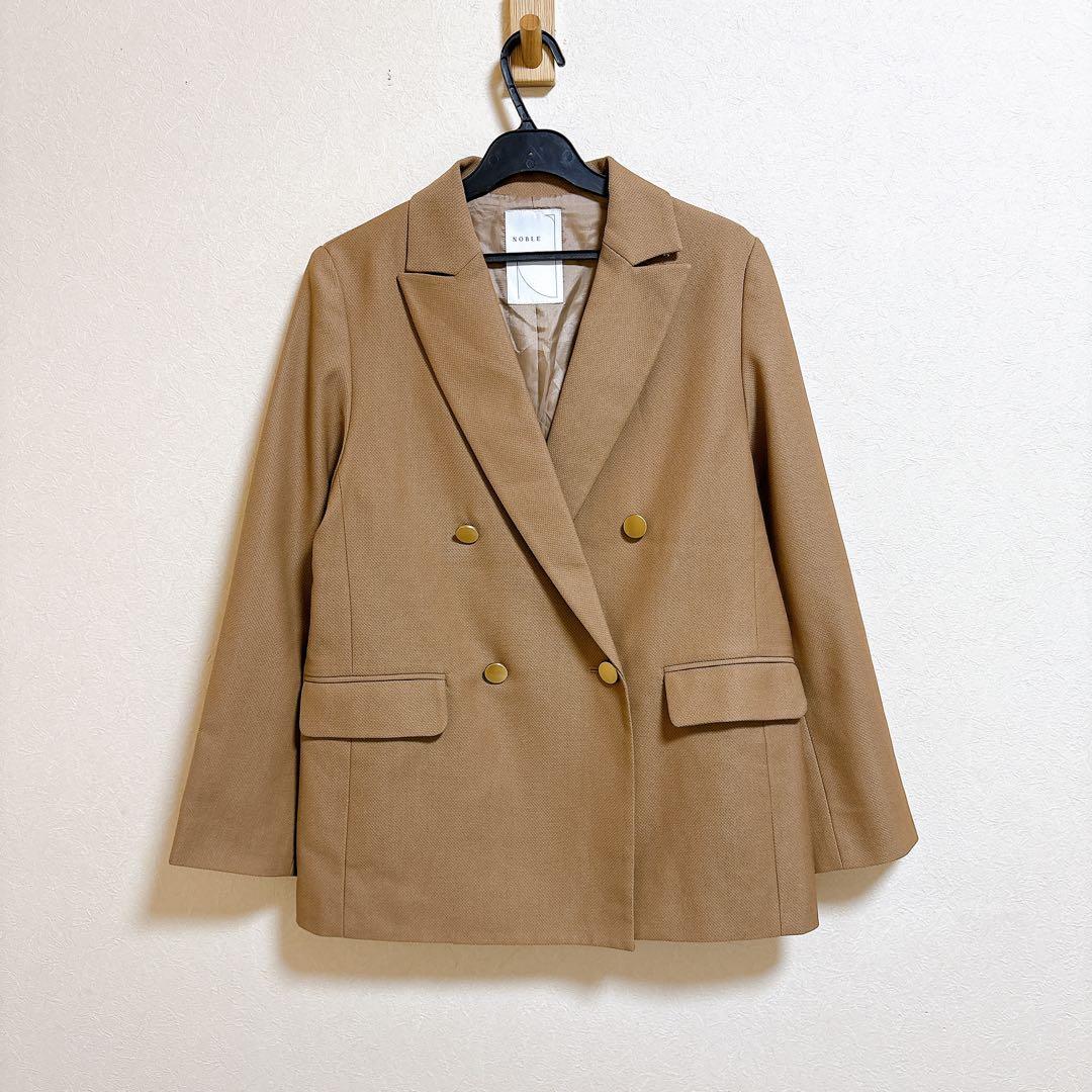 NOBLE ピークドラぺルダブルジャケット 36 キャメル
