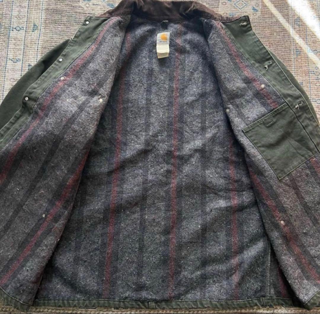 90s USA製 carhartt チョアコート ダックジャケット モスグリーン