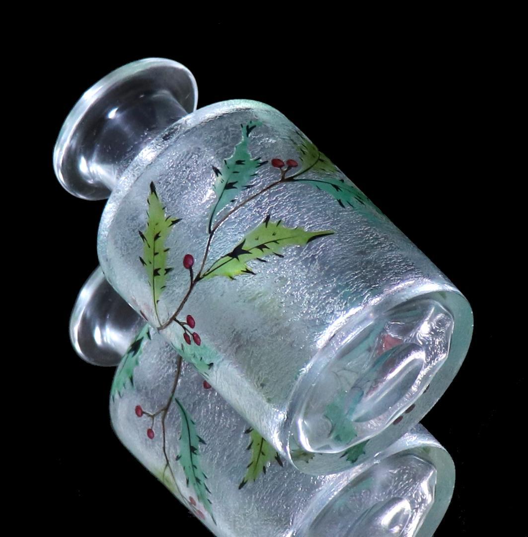 オールド・バカラ 美術館級 多色エナメル×アシッドエッチング ボトル13.1cm