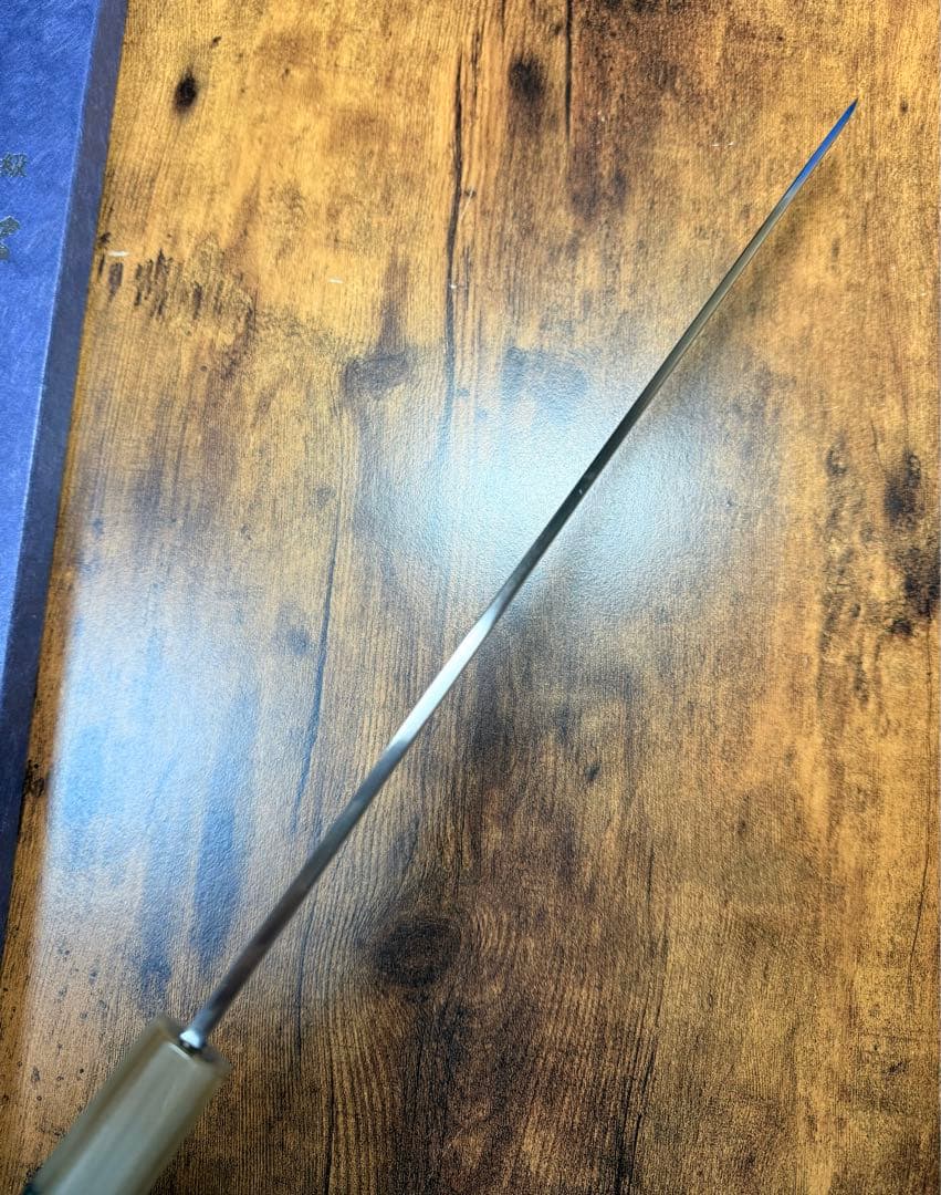祥太郎作　刺身 柳刃　本焼　青鋼　尺一　鏡面　包丁　黒檀水牛八角柄