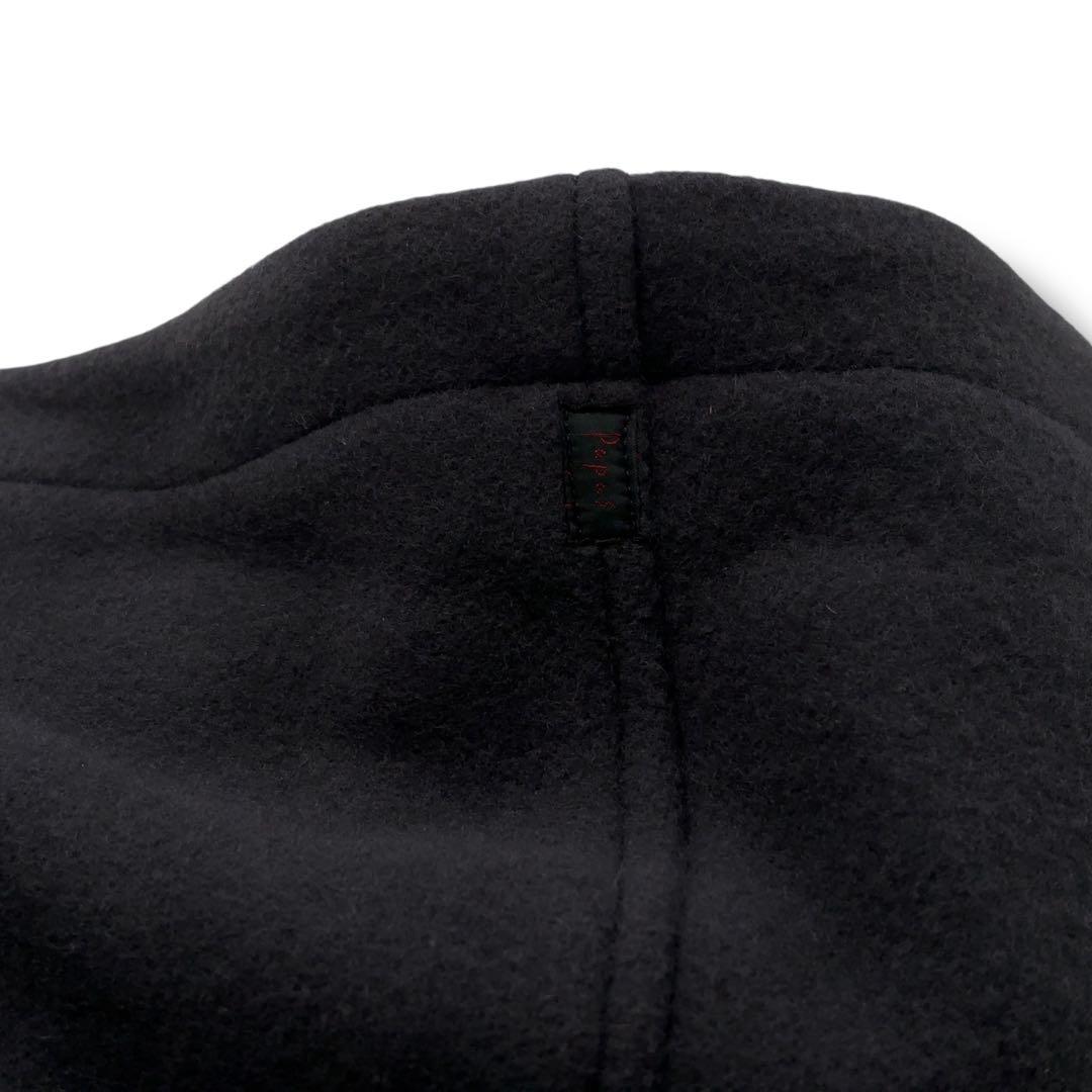 【美品】PaPas パパス ダッフルコート チェック　木製トグル　ダークネイビー