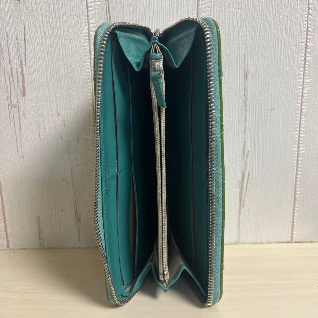 CHANEL グリーン キルティング長財布　キーケース付