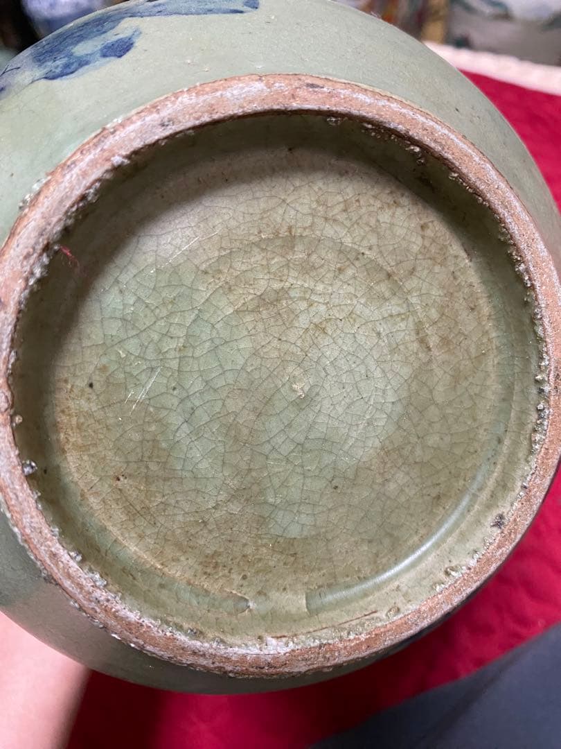 韓国　陶器製水差し 動物と竹の絵柄