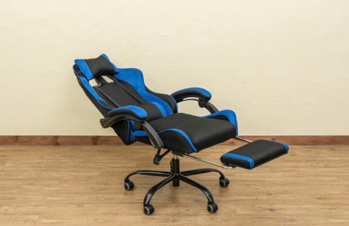 ブルー フルフラットメッシュレーシングチェア グレー