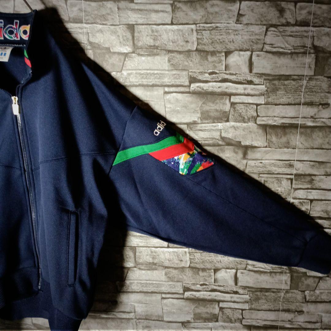 美品80ｓ90ｓ☆デサントアディダスジャージセットアップ 刺繍ロゴ 3ライン