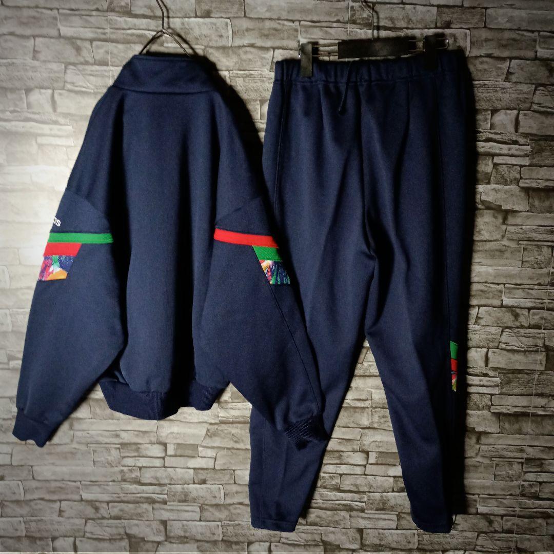 美品80ｓ90ｓ☆デサントアディダスジャージセットアップ 刺繍ロゴ 3ライン