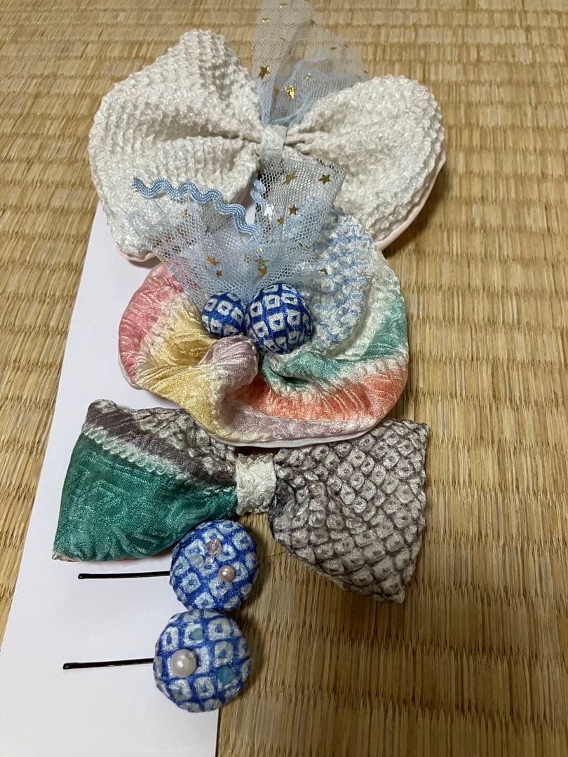 藤娘きぬたや　正絹　総絞り被布 髪飾り　A