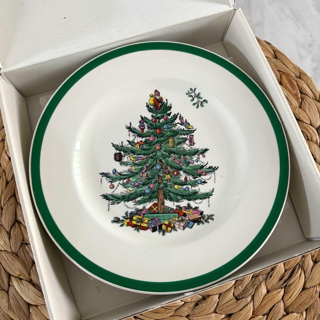 【箱付き・英国製】スポード　クリスマスツリー　サラダプレート　４点セット
