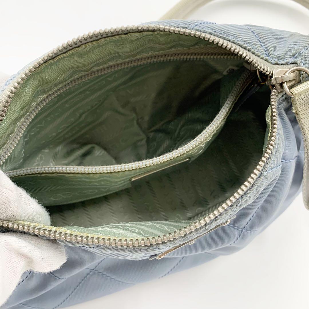 【✨希少✨】プラダ ワンショルダーバッグ ナイロン パテントレザー ライトブルー