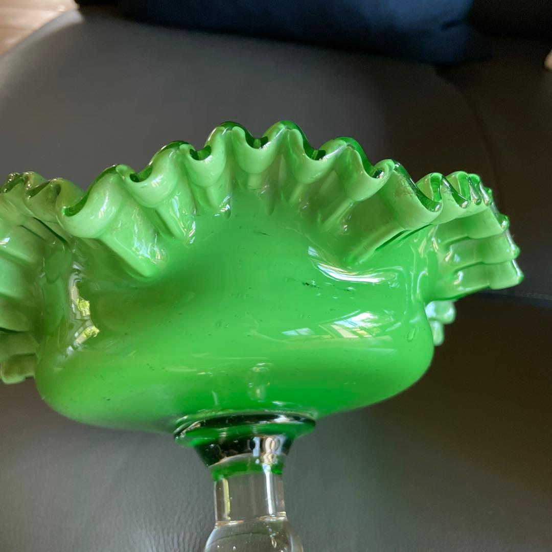 大正ガラス 脚付フリルガラスコンポート