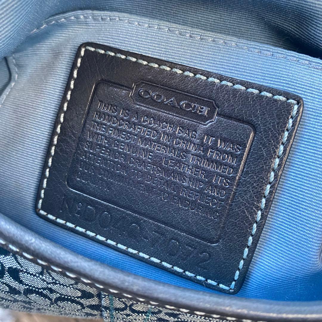 COACH コーチ ミニシグネチャー ショルダーバッグ ブルー スエード