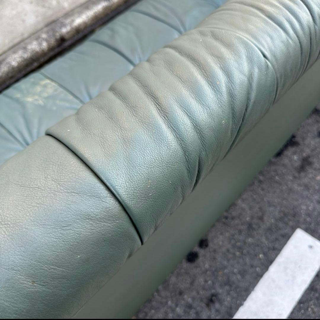 カリモク 本革　2P ラブソファ モスグリーン