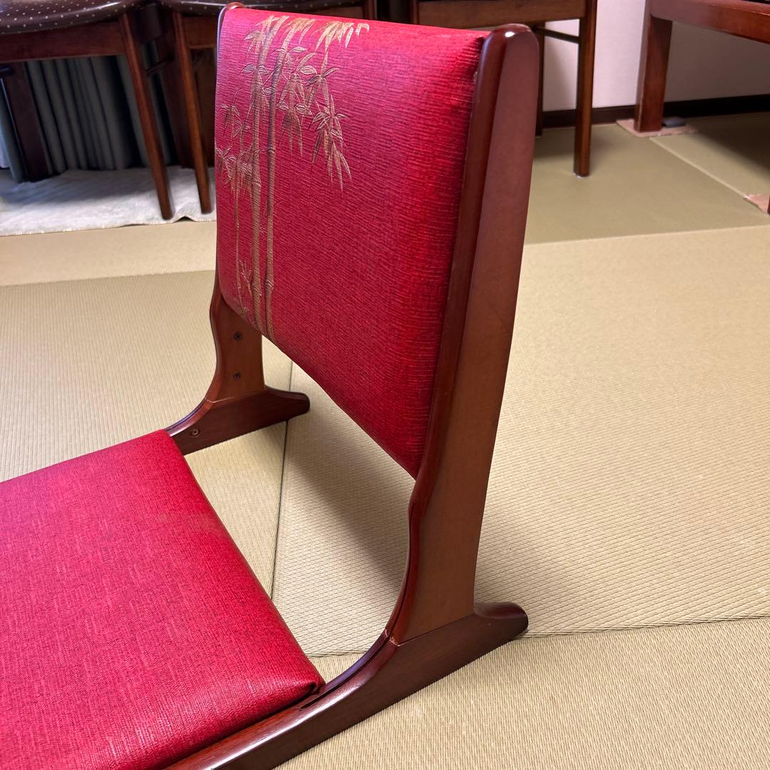 赤い座椅子 竹模様刺繍✖️4脚セット
