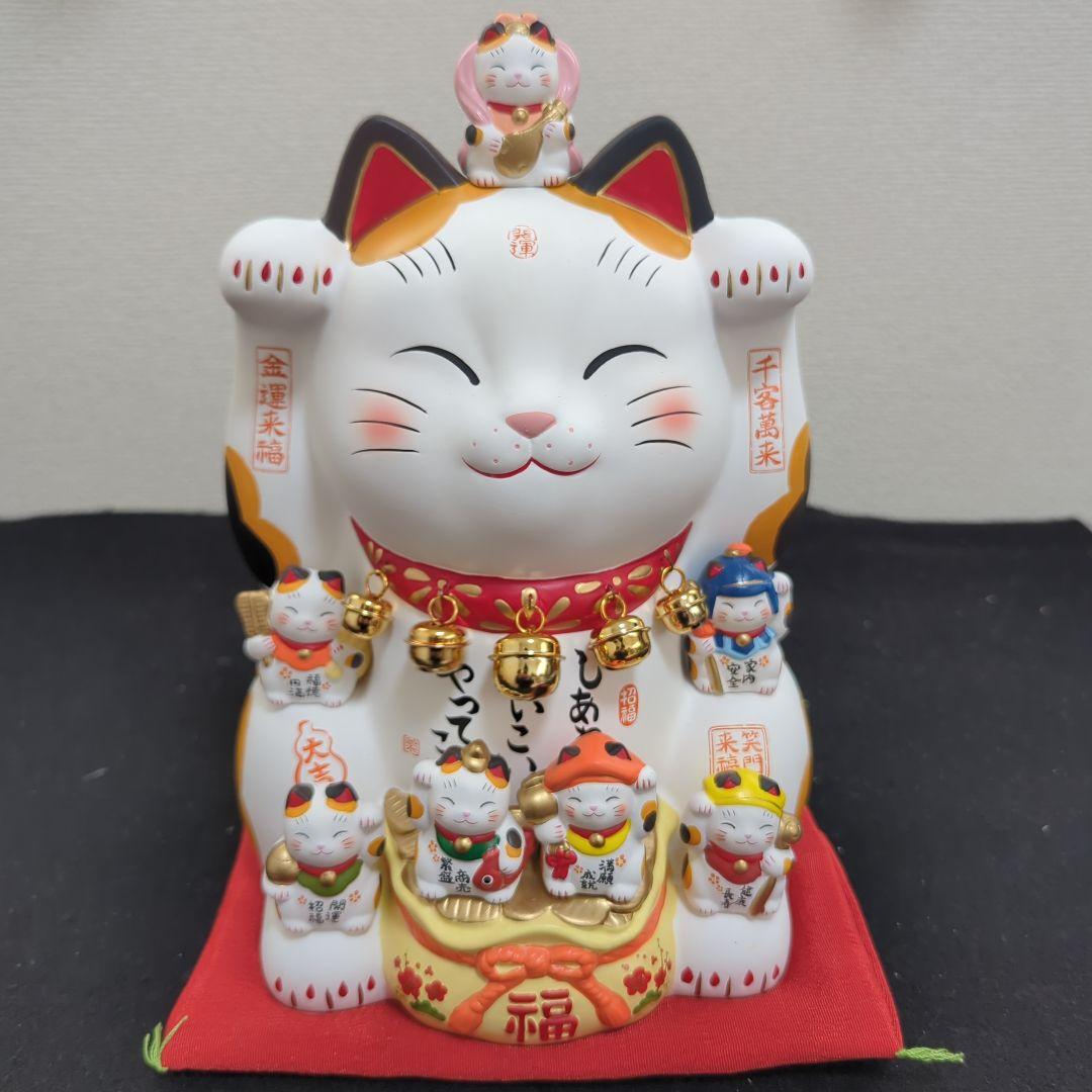 錦彩七福神招き猫（8.5号）　薬師窯