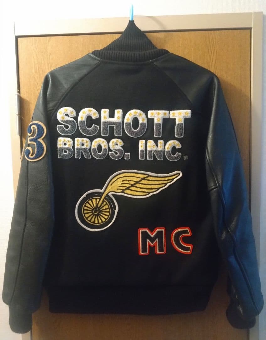 Schott 　ショット　スタジャン 黒 レザー