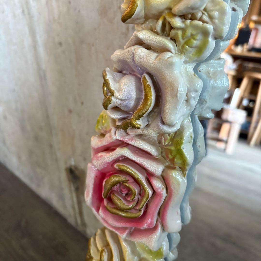 ロココ調　ローズフレーム　ウォールミラー