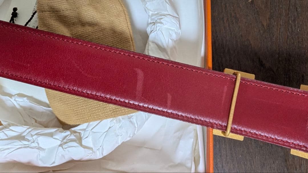 エルメス　コンスタンス　Hベルト　茶×赤