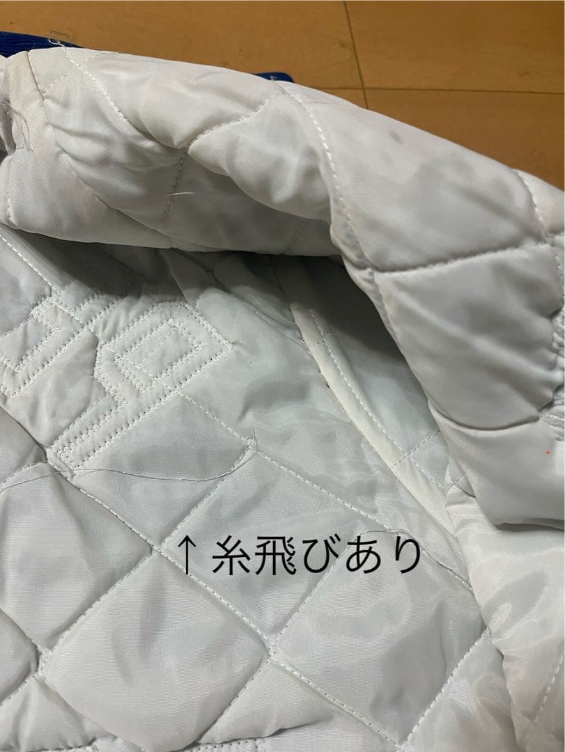 Rennoc スタジャン　コーデュロイ　青　猫刺繍　古着　ヴィンテージ