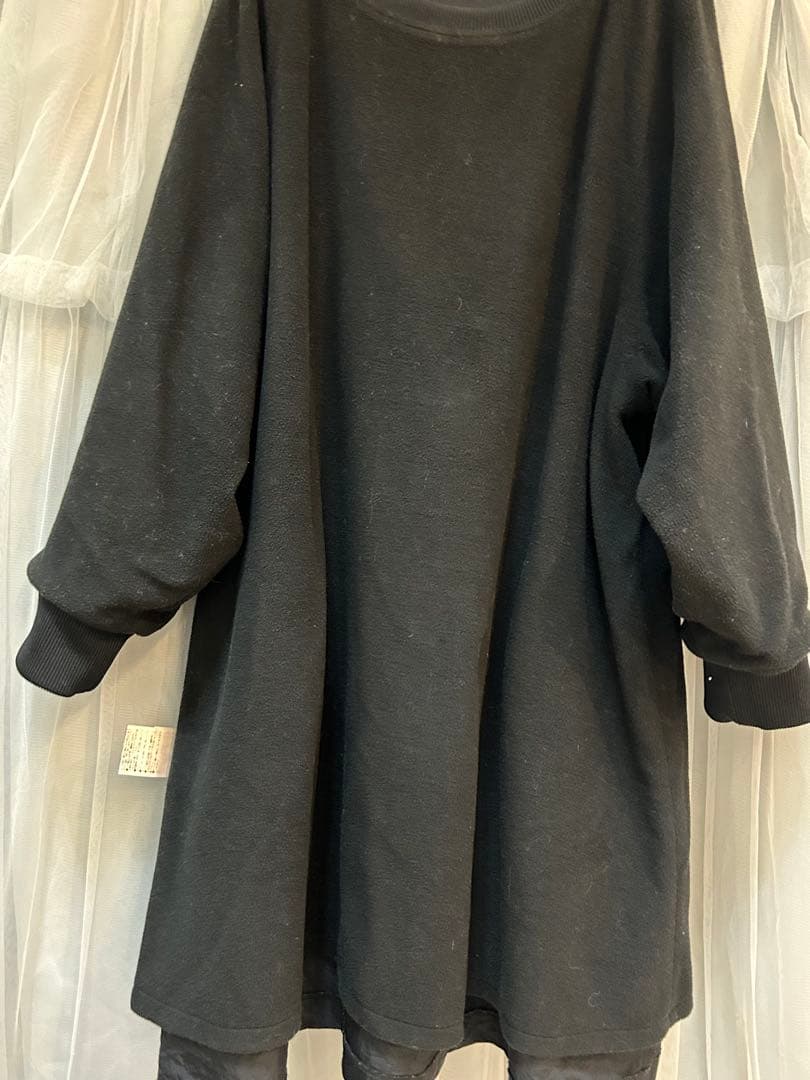 さえらポテチーノ裏全部フリースで暖かい長袖割烹着 花のポケット付き大きめ