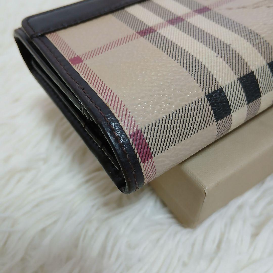 【美品】【BURBERRY】ノバチェック　ホースロゴ　PVCレザー　長財布