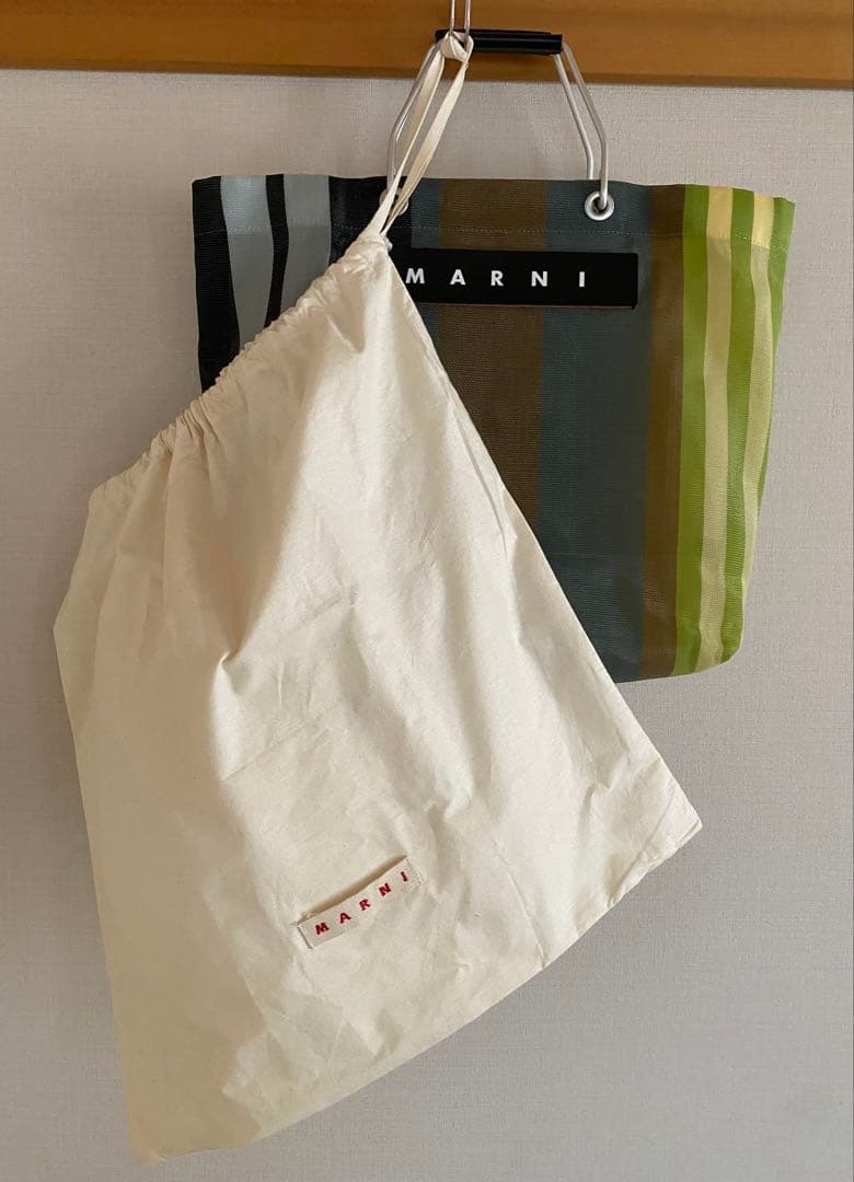 MARNI マルニ　ストライプ かごバッグ　エクリュ(ソフトベージュ)