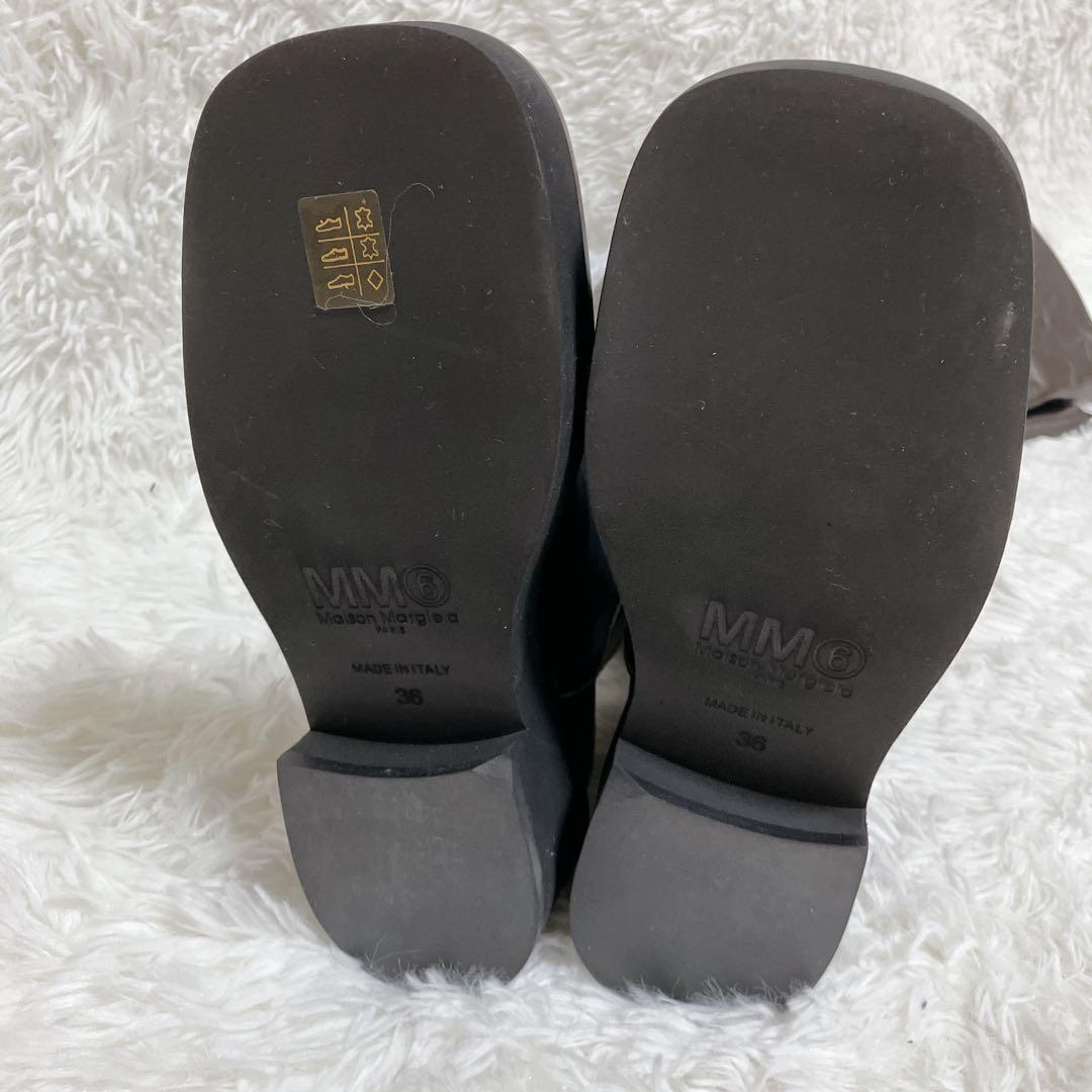 【定価18万】希少 美品 マルジェラ MM6 サイハイ ロングブーツ レザー 黒