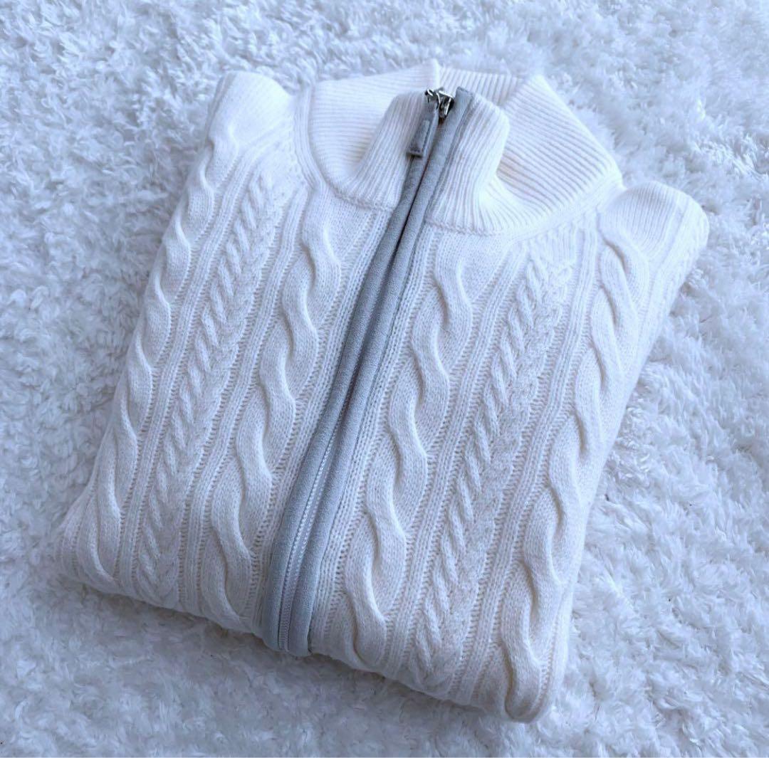 極美品♪ グランサッソ ウールカシミヤ ジップアップニットカーディガン 44