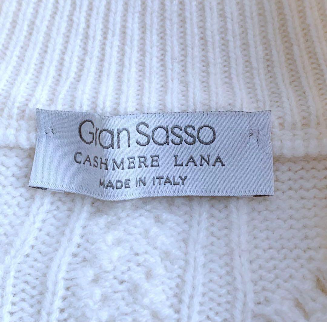 極美品♪ グランサッソ ウールカシミヤ ジップアップニットカーディガン 44