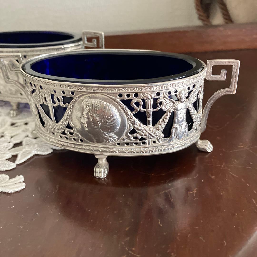 ドイツ　ハナウ　純銀アンティーク　ソルトセラーペア