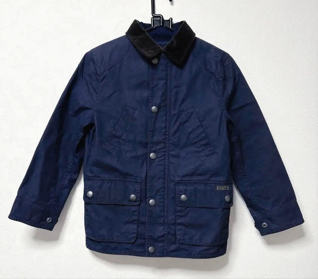 ラルフローレン オイルドジャケット キルティングライナー付き ネイビー 140