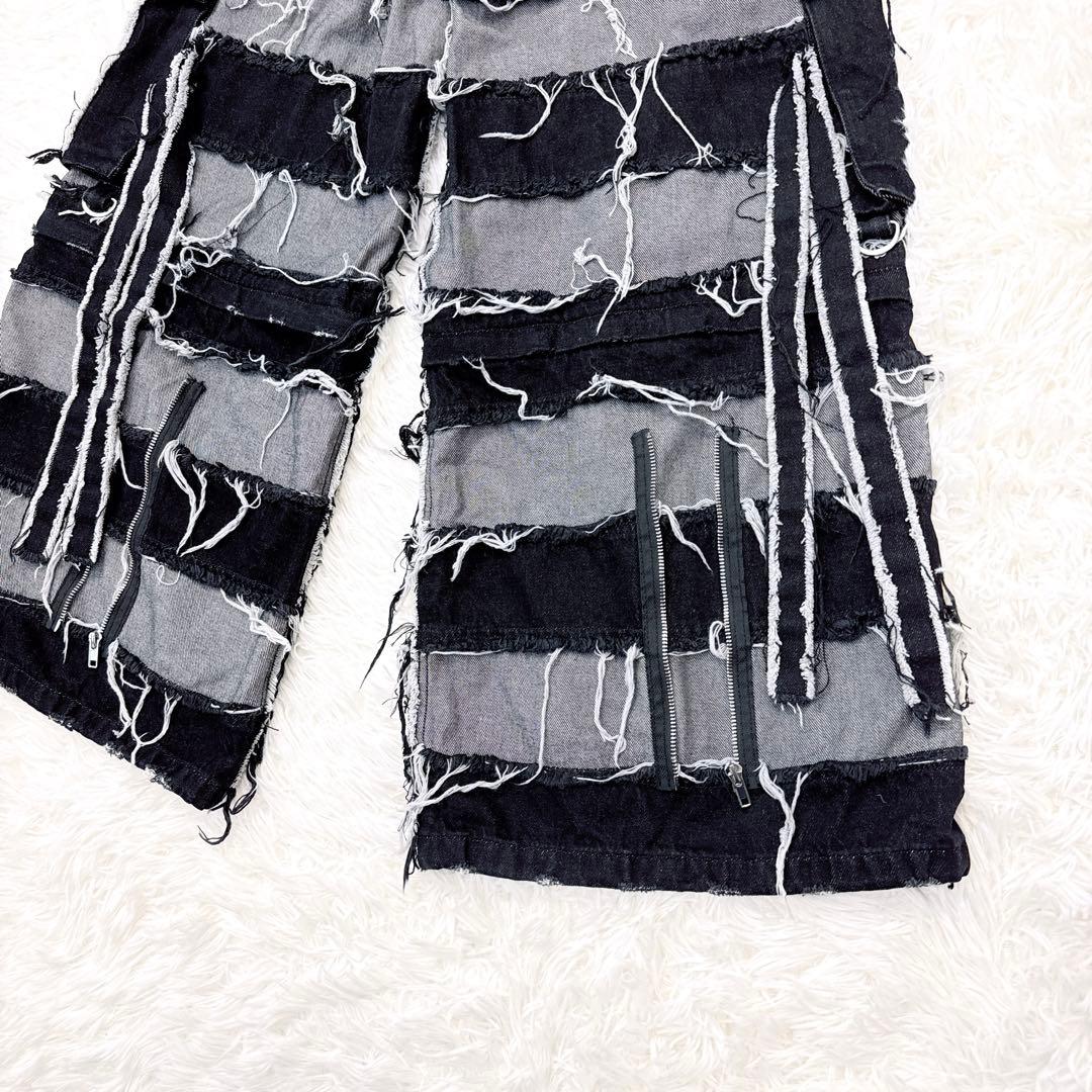 REFLEM レフレム 2WAY 切り替え　ツギハギ カーゴ　デニム　パンツ　黒