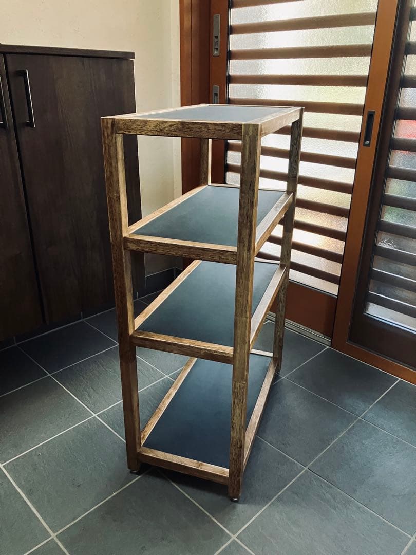 リノリウム×ラバーウッド　オープンシェルフ　オープンラック　ハンドメイド