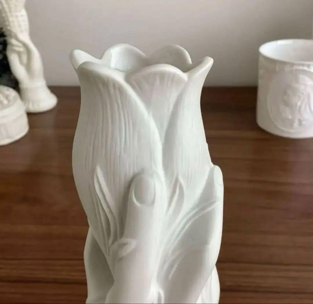 英国ヴィンテージ ♤ ホワイトビスクのハンドベース17cm ♤ ポートメイリオン