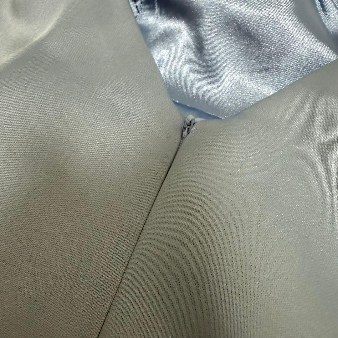 ローブドフルール サテンネックリボンバストジップフレアミニキャバドレス ブルー