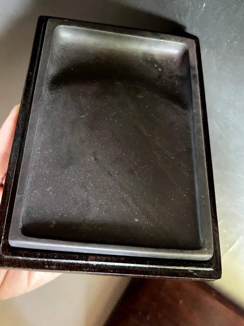 硯■唐木箱入り 長方形 書道道具 古道具 古美術 時代物 骨董品■