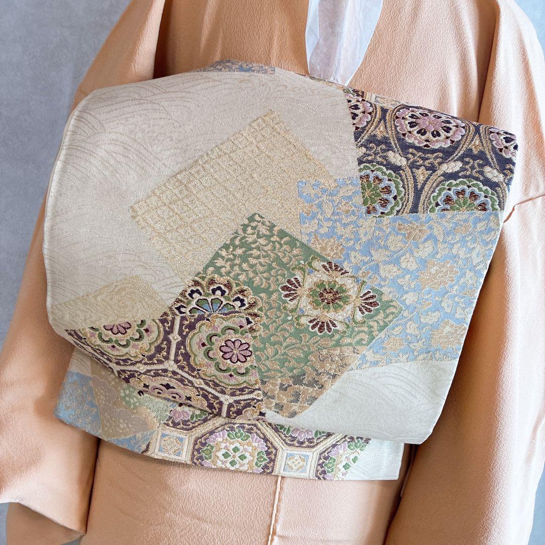 色無地　フルセット　着物　正絹　入学式　しつけ付き　パールトーン　共布　J5