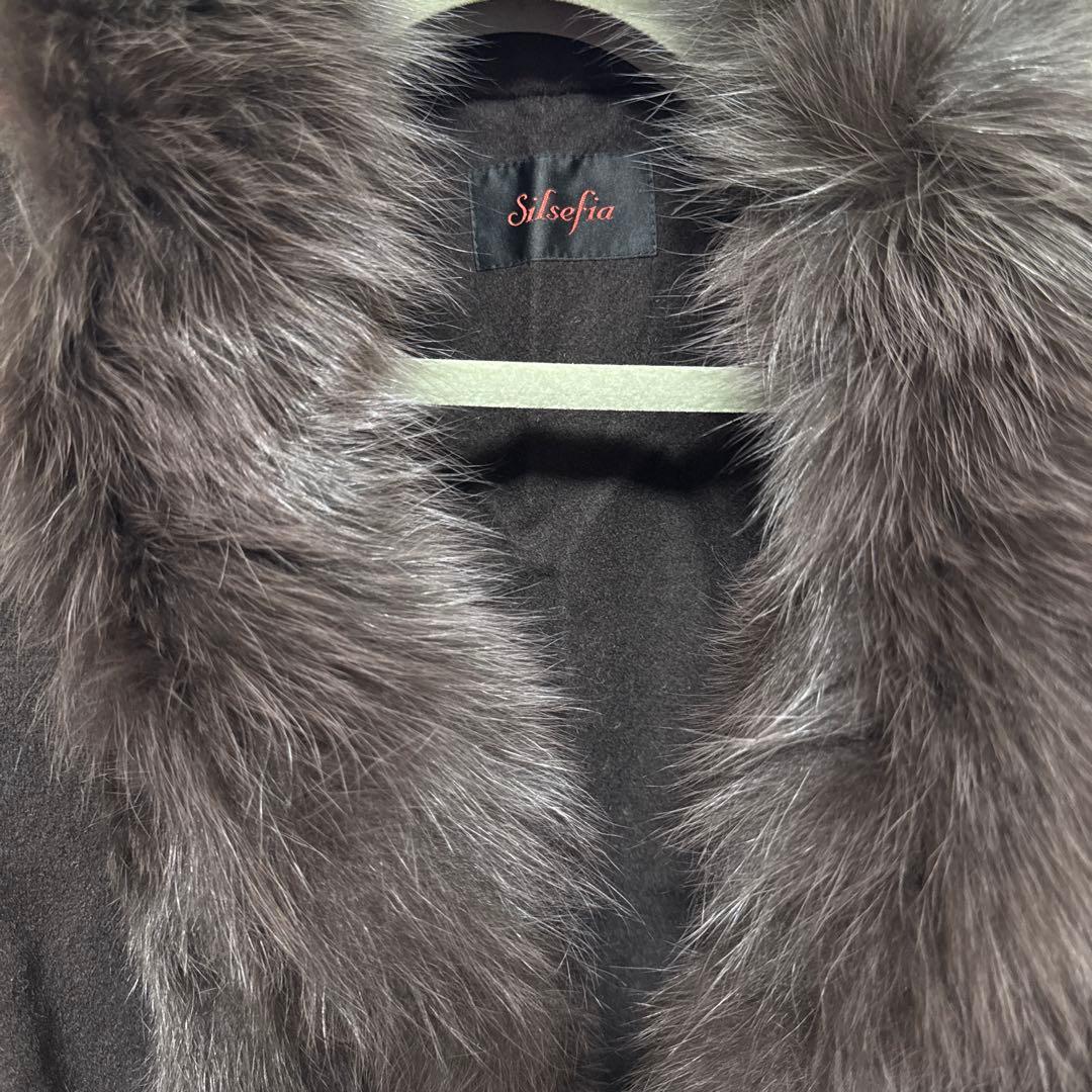 定価198000円新品未使用romanticFur 黒ポンチョコートケープ冬高級