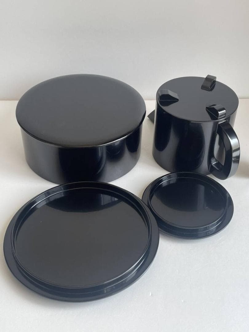 美品 輪島塗 木製漆器四点 飯器・杓子・湯斗・湯の子掬い 20 黒塗 真塗