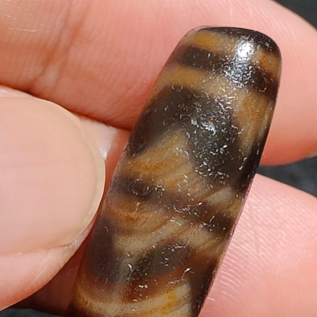 A24 老礦天珠　四線虎牙　天珠　天然石　鉱物　風水　開運　御守 ブレスレット