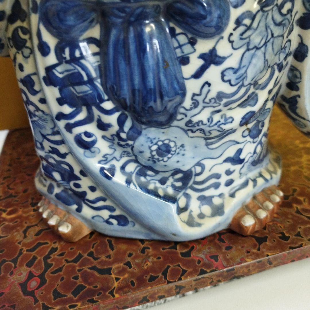 九谷焼陶器 青手 珍品 布袋様 骨董品 招福 高さ ３８ｃｍ