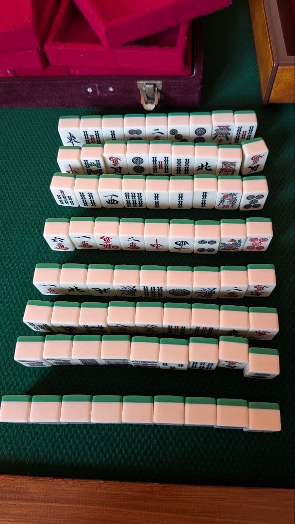 鶴一索　ミズノ丸一　ひまわり　背緑　27mm　＆東京麻雀　竹牌　チップ　セット