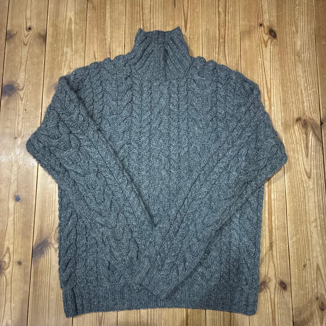 ラルフローレン　L ハンドニット　グレー　編み　ケーブルニット　ハイネック