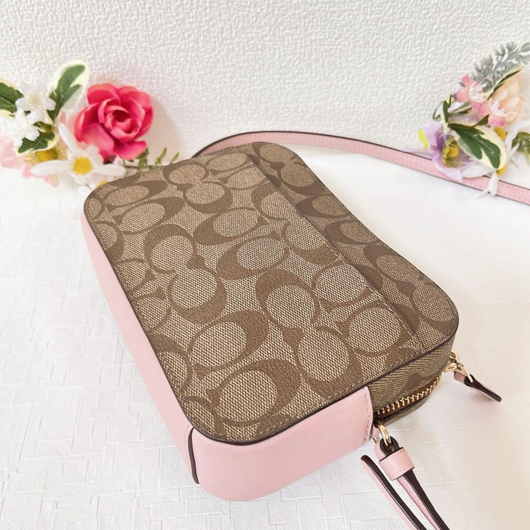 【極美品】COACH ショルダーバッグ ミニ カメラバッグ ブラウン系 ピンク