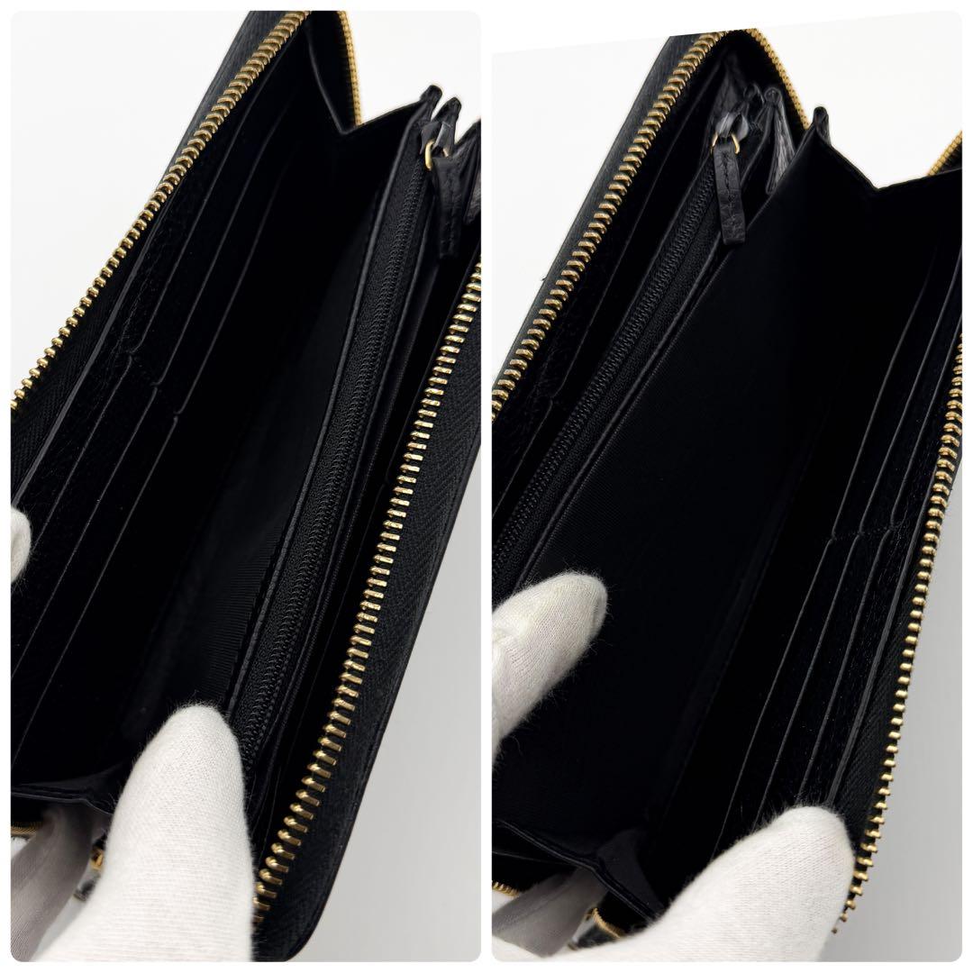 【最高峰美品】GUCCI グッチ GGマーモント ジッピーウォレット 長財布 黒