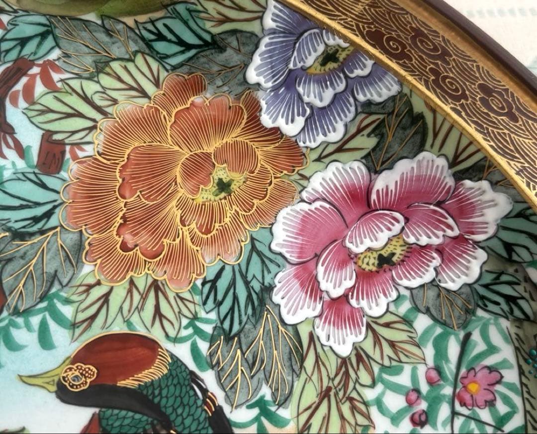 SALE✩.*˚九谷焼 光山窯 花鳥柄 大皿 絵皿