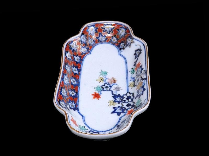 大聖寺伊万里　金襴手　紅葉の図　隅切長皿　 N1071AS-DCl